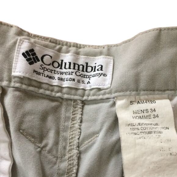 COLUMBIA Men's Size 34 Khaki Cargo Shorts Elastic at Waist Sides Tan - Picture 2 of 6